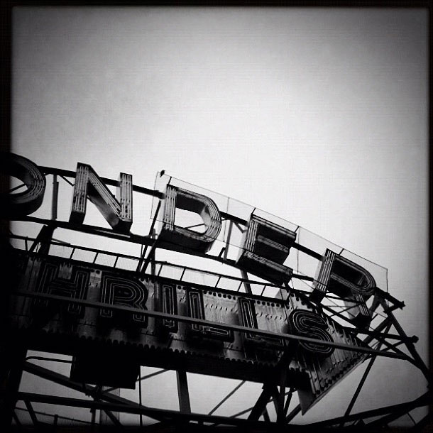 Coney Island Wonder Wheel sign.